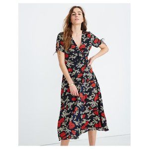 Madewell Peekaboo Sleeve Midi Dress in Hillside Daisies 00